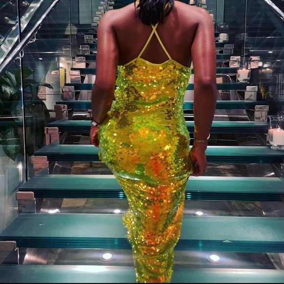 Cult Gaia Women Green Lily Sequin Sleeveless Dress Size S - Picture 9 of 12